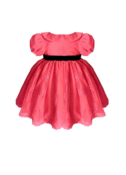 Fuchsia Balloon Sleeve Girls' Dress