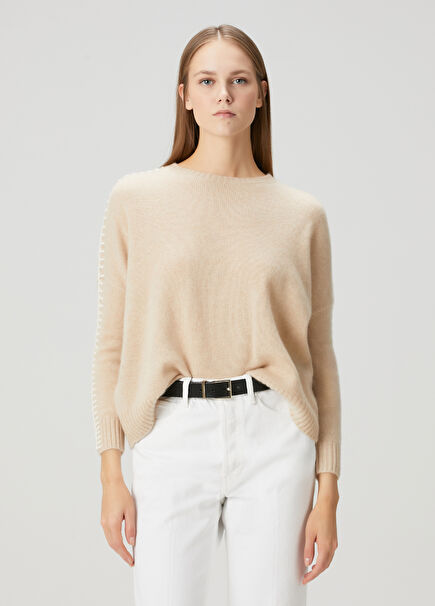 Amea Beige Oversize Cashmere Knitwear