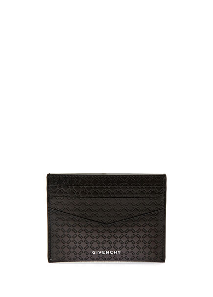 Dark Grey Logo Patterned Men's Leather Card Holder