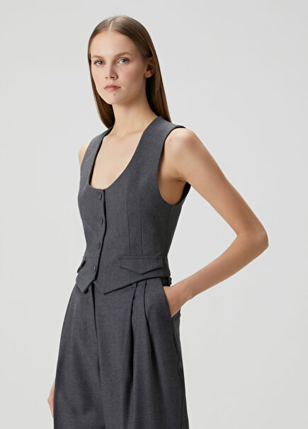 Marfa Gri Yün Yelek