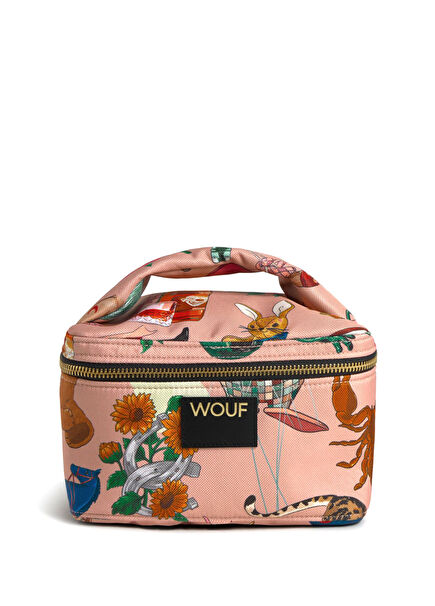 Circus Desenli Yuvarlak Makyaj Çantası