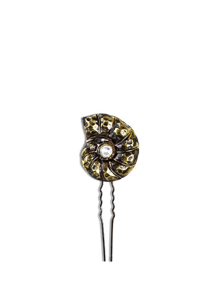 Swirl Pin Crystal Stone Brass Antique Plated Women's Hair Accessory