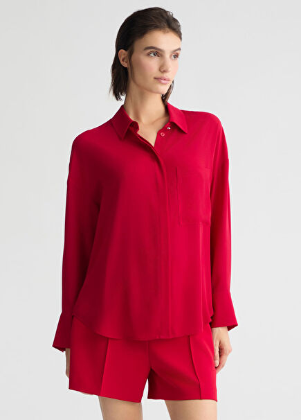 Red Long Sleeve Women's Shirt