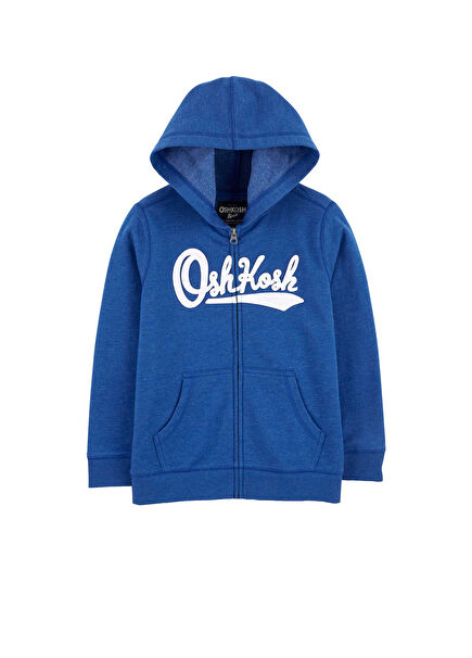 Blue Zipper Hooded Boys' Sweatshirt