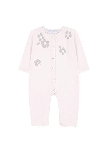 Pink Knitwear Buttoned Baby Girl Jumpsuit