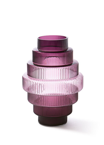 Steps L Dark Purple Glass Vase