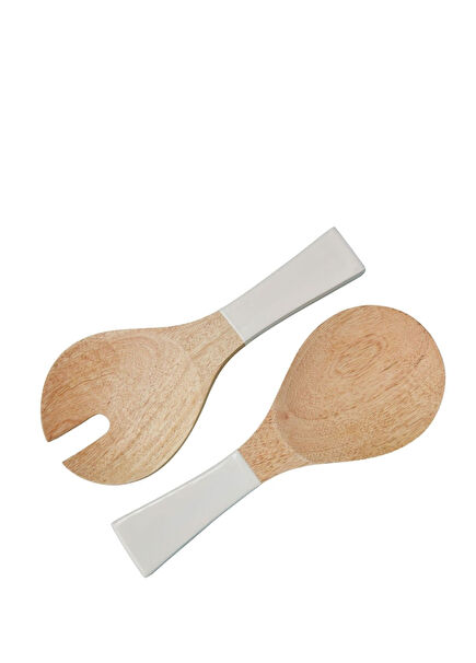 Mango Wooden White 2-Piece Serving Set