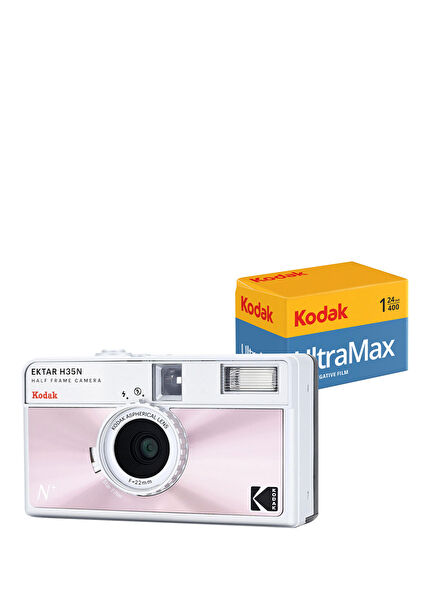 Ektar H35N 35mm Film Glazed Pink Instant Camera + Ultramax 24 Exposure Film
