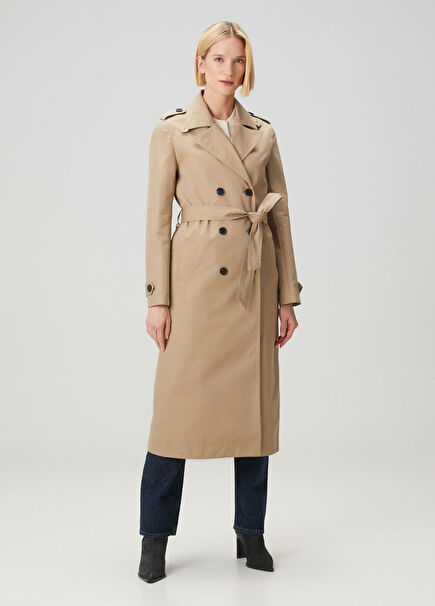 Mandy Beige Double-Breasted Trench Coat