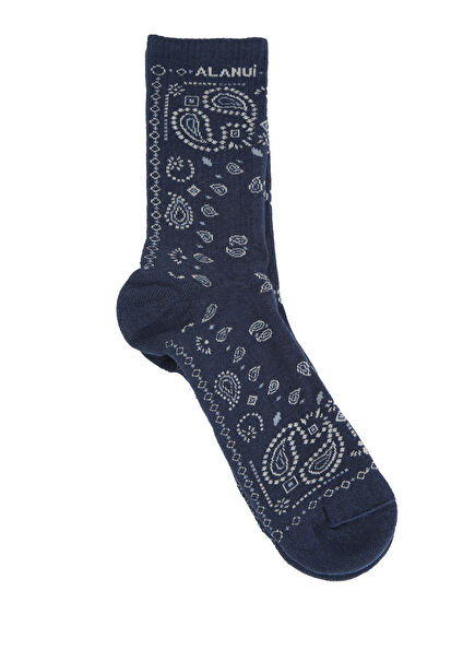 Koyu Mavi Şal Desenli Erkek Çorap