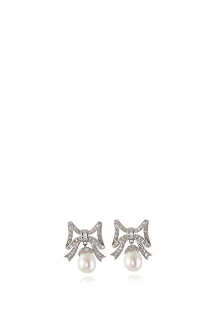 Marquise Women's Silver and Pearl Earrings