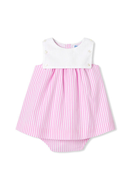 Pink Striped Baby Girl Poplin Dress
