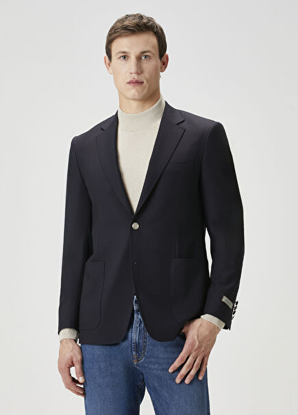 Navy Blue Wool Jacket
