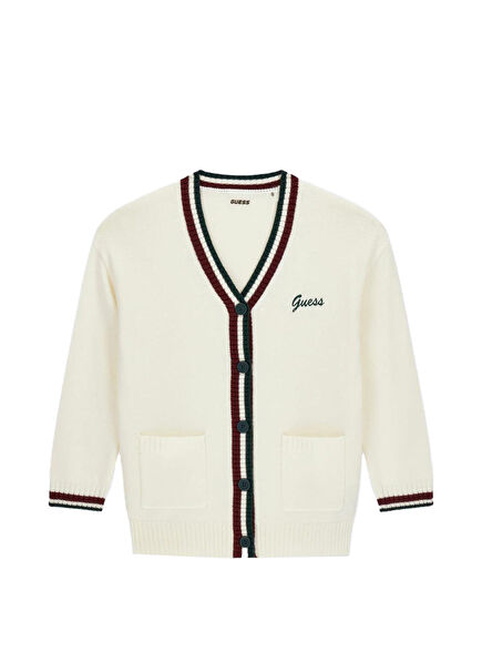 Beyaz Düğmeli Kız Çocuk Hırka 