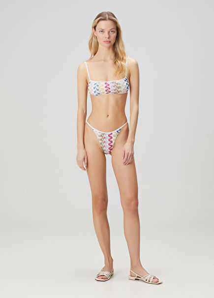 White Zigzag Patterned Bikini Set