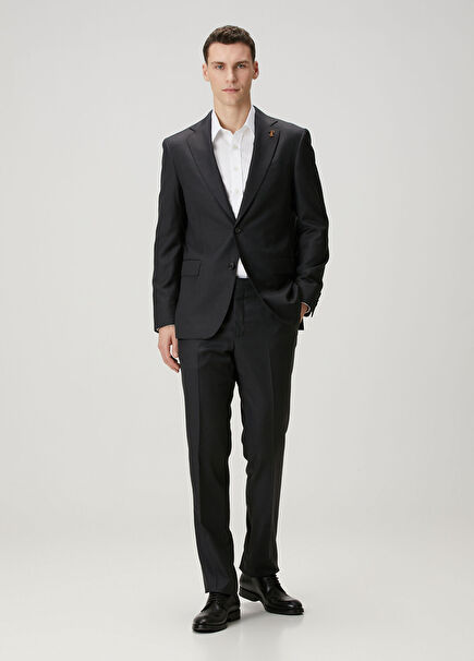 Vicenza Koyu Gri Yün Takım Elbise