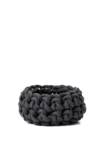 Treccia Gri Örgü Dokulu Sepet