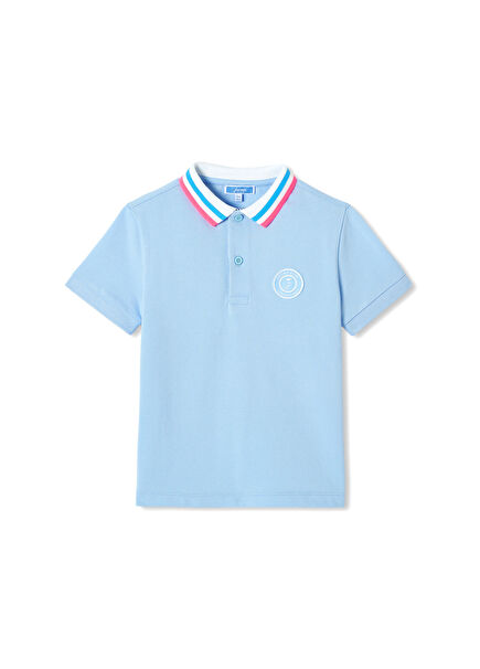 Mavi Pike Polo Yaka Kısa Kollu Erkek Çocuk T-Shirt