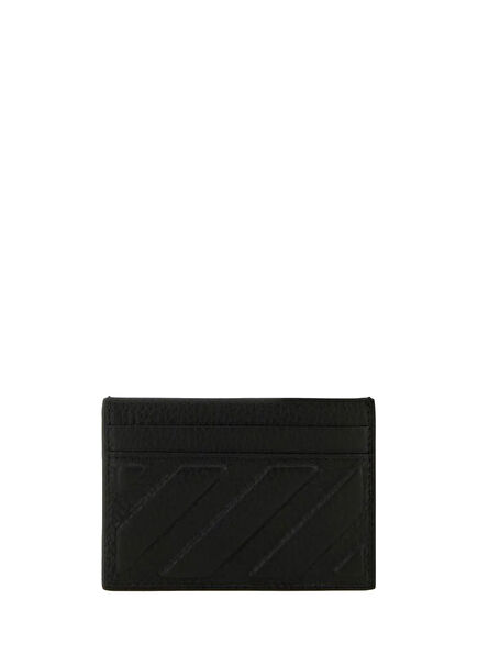 Black Logo Detailed Men's Leather Card Holder