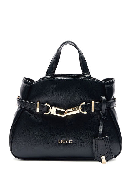 Women's Shoulder Bag with Black Metal Accessories