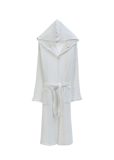 Bohemian Waffle Textured Bamboo White Bathrobe
