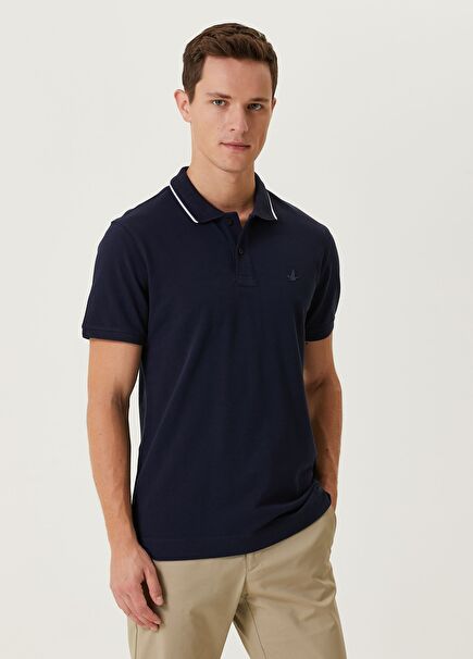 Slim Fit Lacivert Polo Yaka Pike T-shirt