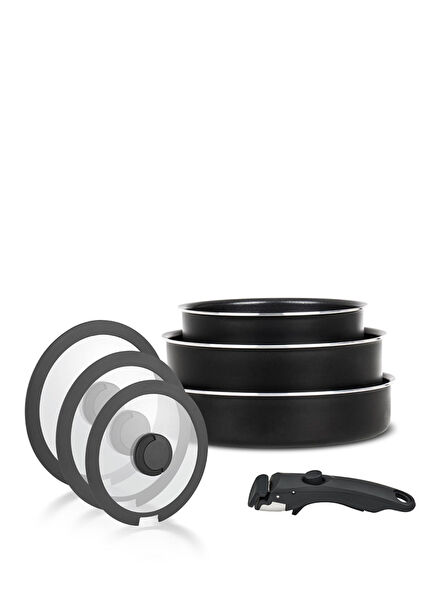 All In One Diamond Black Ceramic 7-Piece Cookware Set