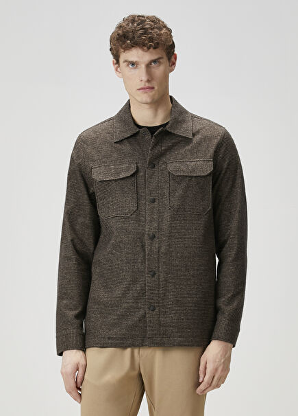 Black Brown Textured Overshirt