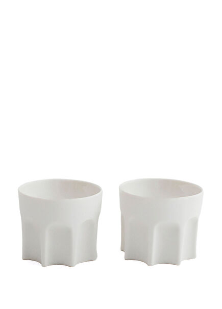 Beyaz Porselen 2'li Kahve Fincanı