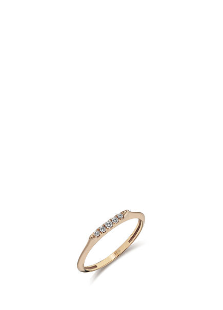 Striped Diamond Stone 14K Rose Gold Women's Ring