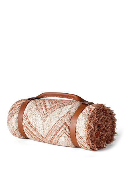 Alpaca Latrillu Throw Kiremit Yün Tek Kişilik Battaniye 130 x 170 cm