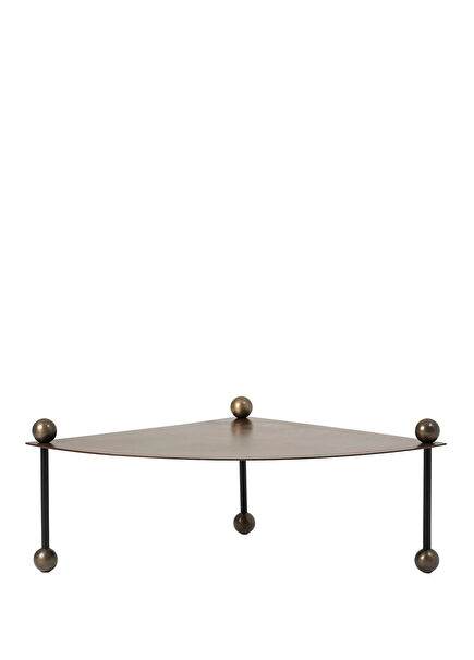 Triangle Metal Brown Coffee Table with Sphere Detail