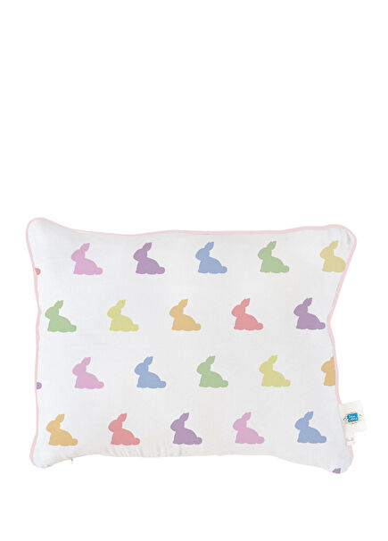 %100 Pamuk Rainbow Lapin Pink Müslin Bebek Yastığı 45 x 35 cm
