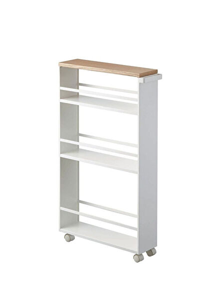 White Pantry Organizer with White Wheels