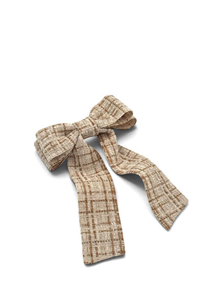Maya tweed Cream Bow Kadın Toka