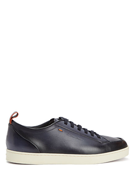 Navy Blue Men's Leather Sneakers