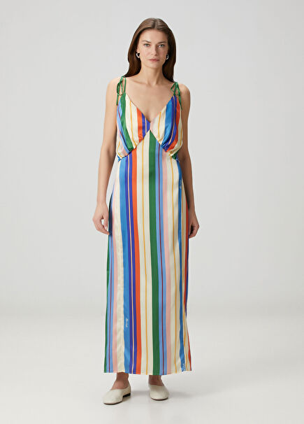 Antonella Striped Maxi Silk Dress