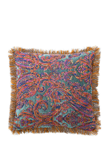 Ravelle Turquoise Woven Fringed Throw Pillow 50 x 50 cm