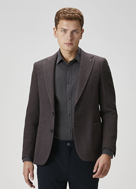 Plum Dobby Two-Tone Wool Blazer