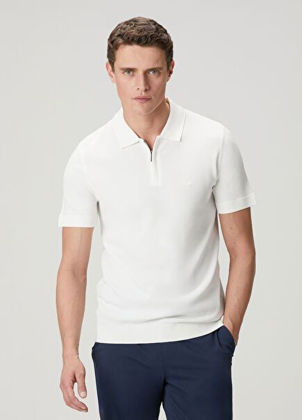 White Polo Short Sleeve Sweater