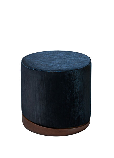 Lisbon Small Size Silk Velvet Puff Navy Blue