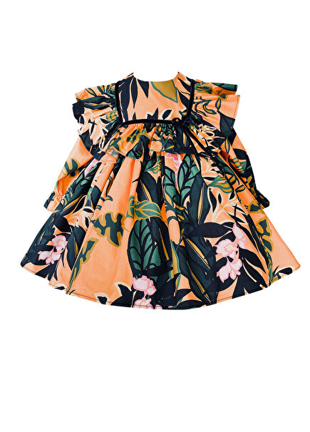Reteo Patterned Colorful Cotton Poplin Girls' Dress