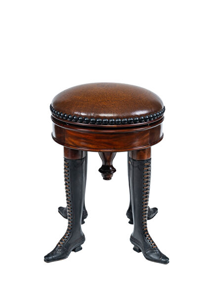 Theodore Alexander Brown Leather Boots Foot Puff