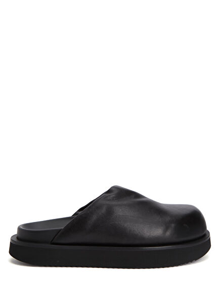 Black Men's Leather Slippers