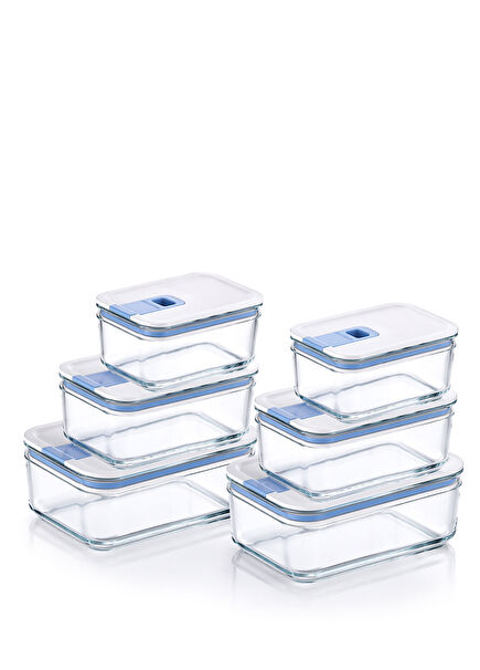 Perfect Seal Glass Rectangular Set of 6 Storage Containers