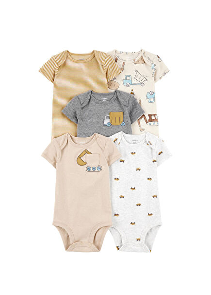Printed Cotton Short Sleeve Baby Boy 5 Pcs Body Set