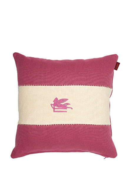 Fuchsia Cream Linen Decorative Pillow