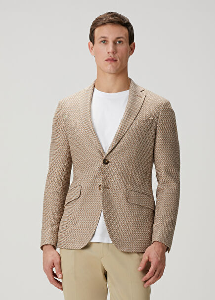 Beige Textured Jacket