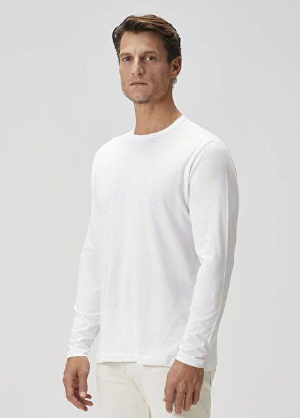 Siena Qsimple Muscle Fit Beyaz Bisiklet Yaka Uzun Kollu Erkek T-shirt