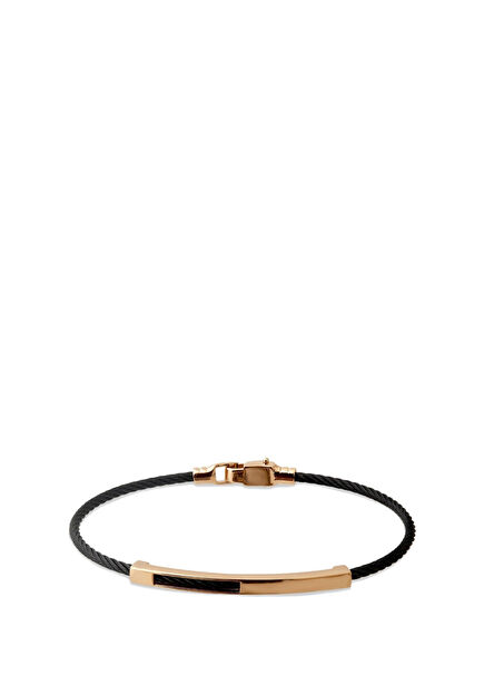 Plaka Kelepçe 14 Ayar Altın Çelik Erkek Bileklik